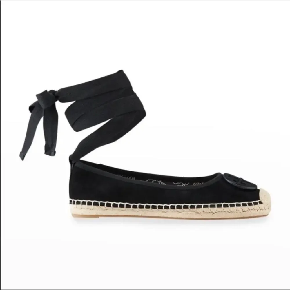Tory Burch Minnie Ballet Suede Wedge Espadrilles Size 8